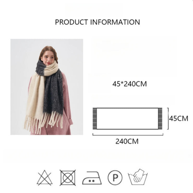 Simple color blocking soft touch plush scarf thickened and lengthened imitation cashmere shawl student windproof scarf for women