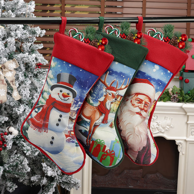 Christmas Decorations Creative Cartoon Christmas Socks Christmas Fireplace Decoration Gift Bags Holiday Hanging Decorations