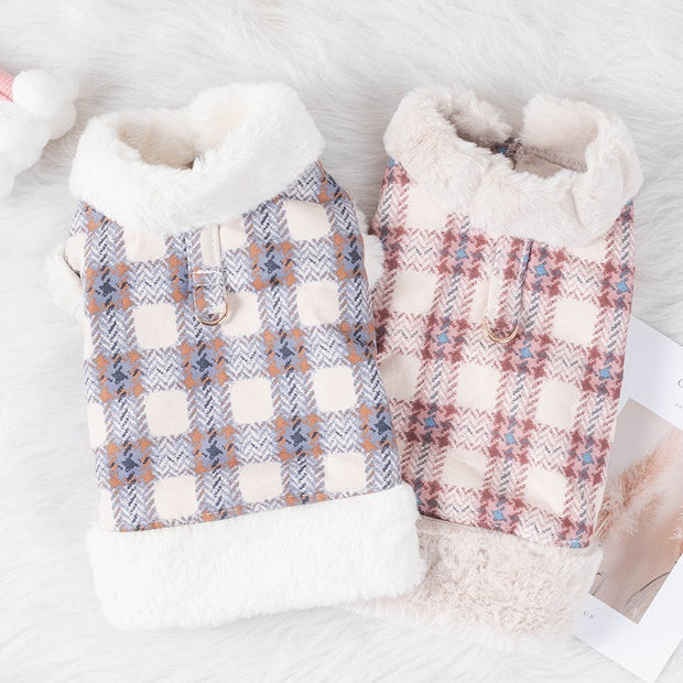 Dog clothing with warmth and plush that can be pulled vest teddy bear small dog cat pet clothing