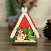 Christmas decorations, Christmas wooden houses, toys, colorful wooden houses, Christmas glowing gifts, Christmas wooden houses