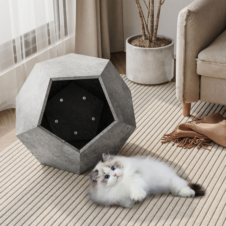 25.98"Modern Pet Furniture Cat Litter Side Table, Sofa Side Table, Planter MDF Multifunctional Furniture, Cement Gray - Follow yourDream
