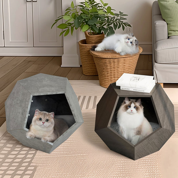 25.98"Modern Pet Furniture Cat Litter Side Table, Sofa Side Table, Planter MDF Multifunctional Furniture, Cement Gray - Follow yourDream