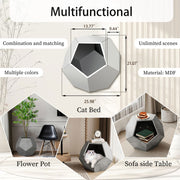 25.98"Modern Pet Furniture Cat Litter Side Table, Sofa Side Table, Planter MDF Multifunctional Furniture, Cement Gray - Follow yourDream