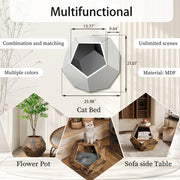25.98'' Shaped Modern Pet Furniture Cat Kennel Side Table MDF Multi-Purpose Furniture Antique Wood Color - Follow yourDream