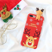 Cute Cartoon Christmas 3D Doll Deer Snowman Phone Case For iPhone X XS XR XS Max 6 6S 7 8 Plus Christmas Soft TPU Back Cover