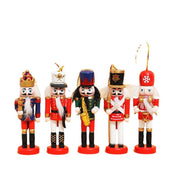 12CM Christmas Nutcracker Living Room Doll Set of Five Wooden Pendants