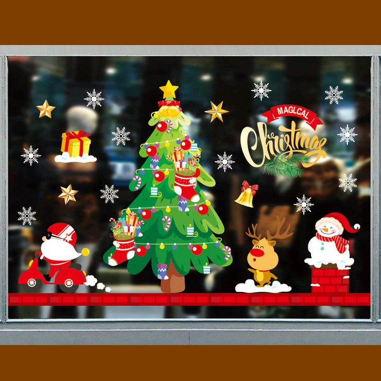 Christmas decorations window glass paste atmosphere Christmas static stickers Christmas decorations Christmas window stickers