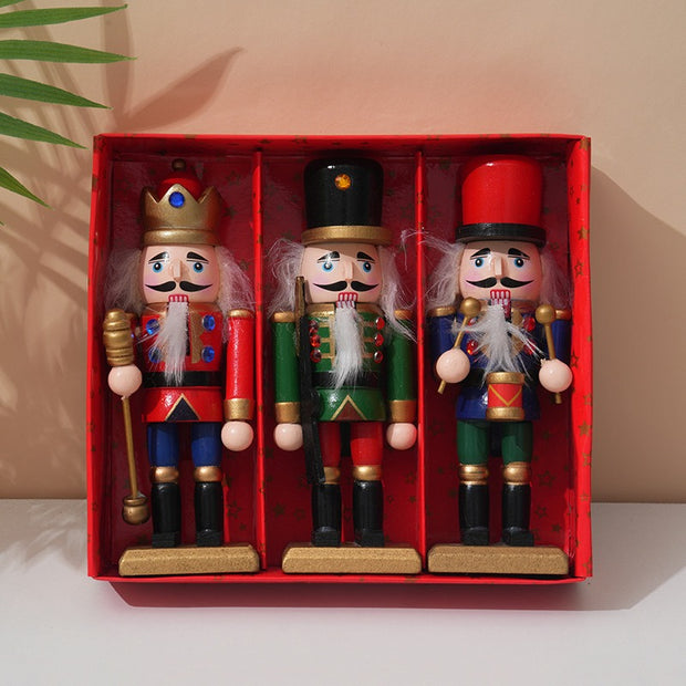 3-piece set of 15cm Christmas Nutcracker ornament desktop ornament