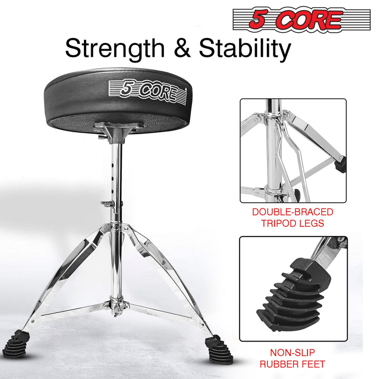 5Core Drum Throne Padded Adjustable Guitar Stool Drummer Seat for