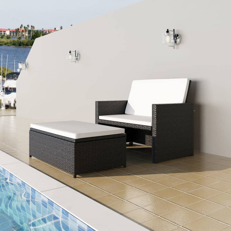 2 Piece Garden Lounge Set with Cushions Poly Rattan Gray - Follow yourDream
