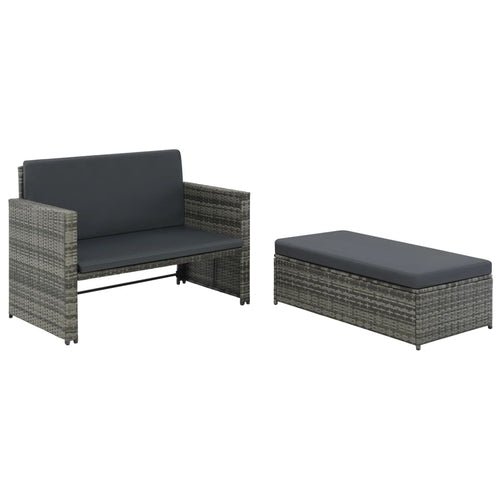 2 Piece Garden Lounge Set with Cushions Poly Rattan Gray - Follow yourDream