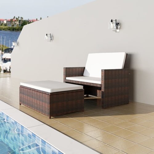 2 Piece Garden Lounge Set with Cushions Poly Rattan Gray - Follow yourDream