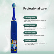 3-Speed Sonic Children's Electric Toothbrush USB Household Soft Bristle Brush Head Toothbrush Portable Cartoon Toothbrush Waterproof - Follow yourDream