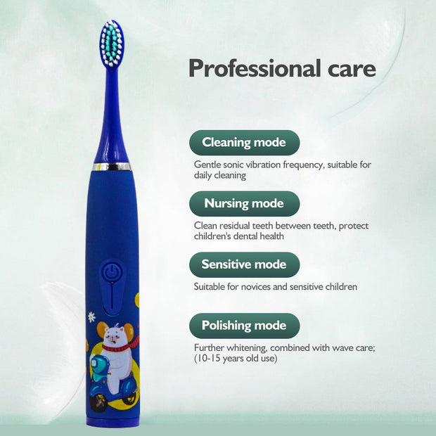 3-Speed Sonic Children's Electric Toothbrush USB Household Soft Bristle Brush Head Toothbrush Portable Cartoon Toothbrush Waterproof - Follow yourDream