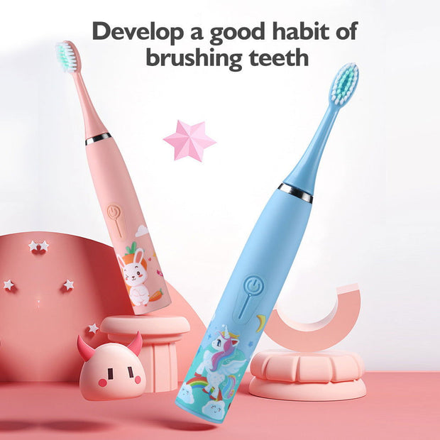 3-Speed Sonic Children's Electric Toothbrush USB Household Soft Bristle Brush Head Toothbrush Portable Cartoon Toothbrush Waterproof - Follow yourDream