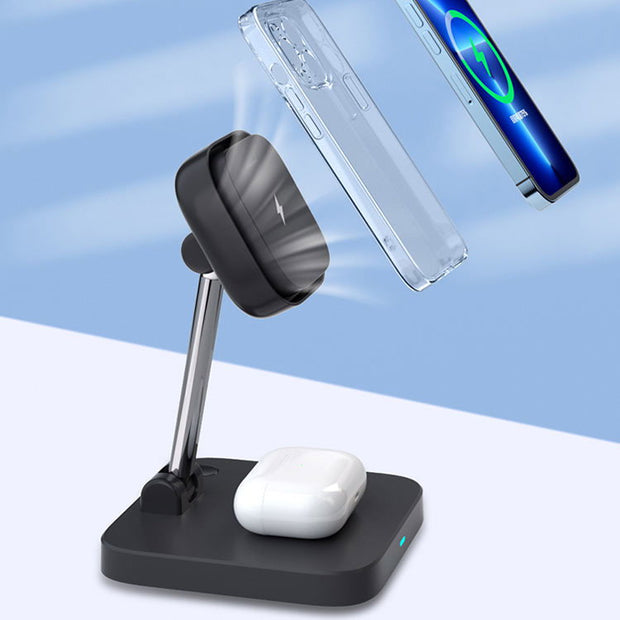 3-in-1 magnetic wireless charger holder with cooling fan suitable for wireless charging of iPhone earphones and watches - Follow yourDream