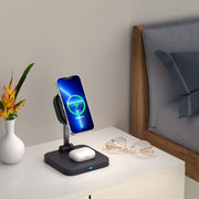 3-in-1 magnetic wireless charger holder with cooling fan suitable for wireless charging of iPhone earphones and watches - Follow yourDream