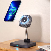 3-in-1 magnetic wireless charger holder with cooling fan suitable for wireless charging of iPhone earphones and watches - Follow yourDream