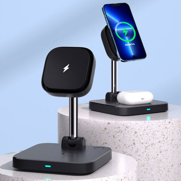 3-in-1 magnetic wireless charger holder with cooling fan suitable for wireless charging of iPhone earphones and watches - Follow yourDream