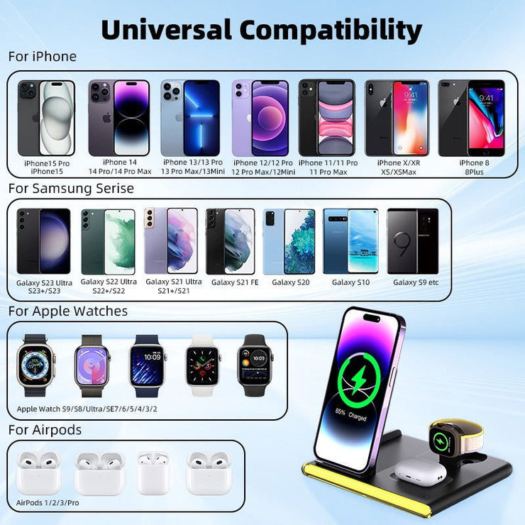 3-in-1 wireless charging folding 3-in-1 wireless charger suitable for Apple and Samsung wireless charging - Follow yourDream