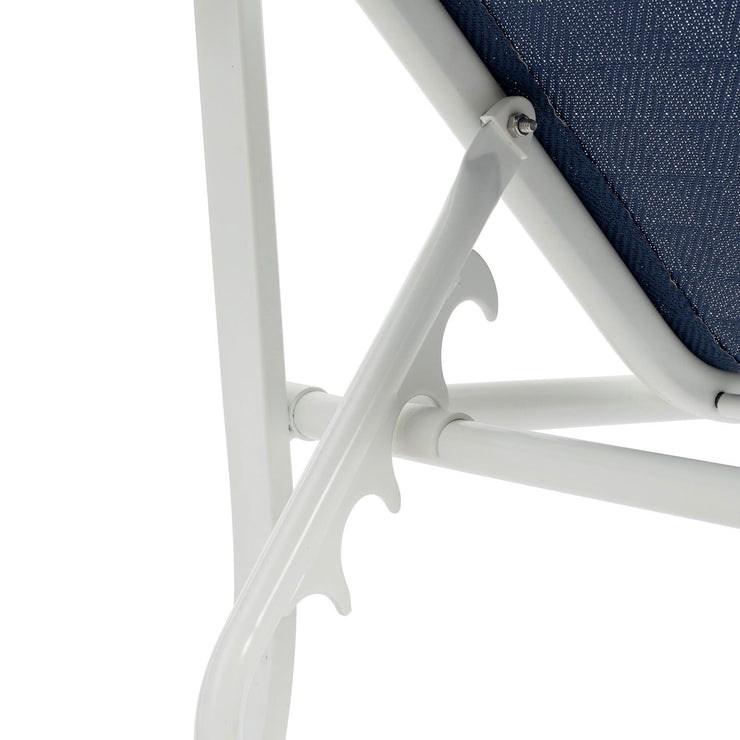 3-piece terrace lounge chair set, outdoor lounge chair with 5 adjustable backrests, sturdy steel frame, white blue - Follow yourDream