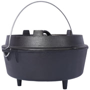 Cast iron Dutch oven with lid, outdoor camping deep pot, used for camping, cooking, barbecue and leg rest, 4.5 quarts