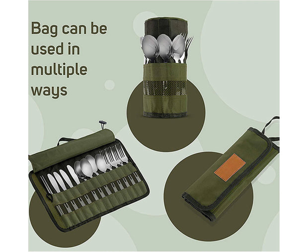 Outdoor Camping Tableware Bag Picnic Cutlery Set with Travel Case for Family