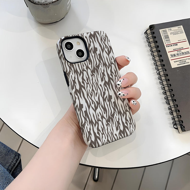 White leopard print 2-in-1 film case suitable for Apple 15promax phone case Apple 14pro fashion 16pro