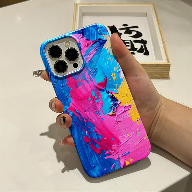 Ins style oil painting Apple 15pm phone case 16pro protective case 13pm phone case 2-in-1 film case 12 women