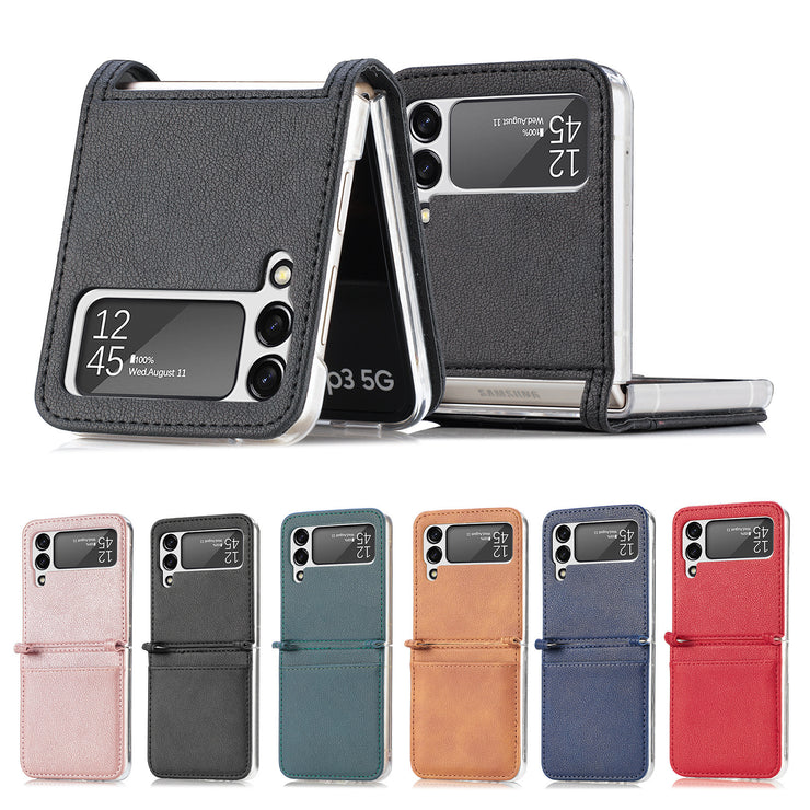 New Style For Samsung Z Flip3 Phone Case All Inclusive Card Leather Galaxy Z Flip3 Cover