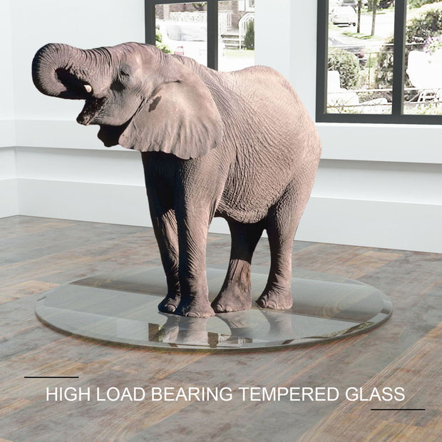 36" Inch Round Tempered Glass Table Top Clear Glass 1/4" Inch Thick Flat Polished Edge - Follow yourDream