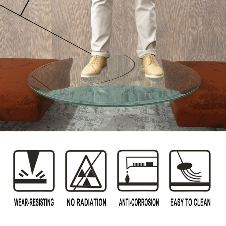 36" Inch Round Tempered Glass Table Top Clear Glass 1/4" Inch Thick Flat Polished Edge - Follow yourDream