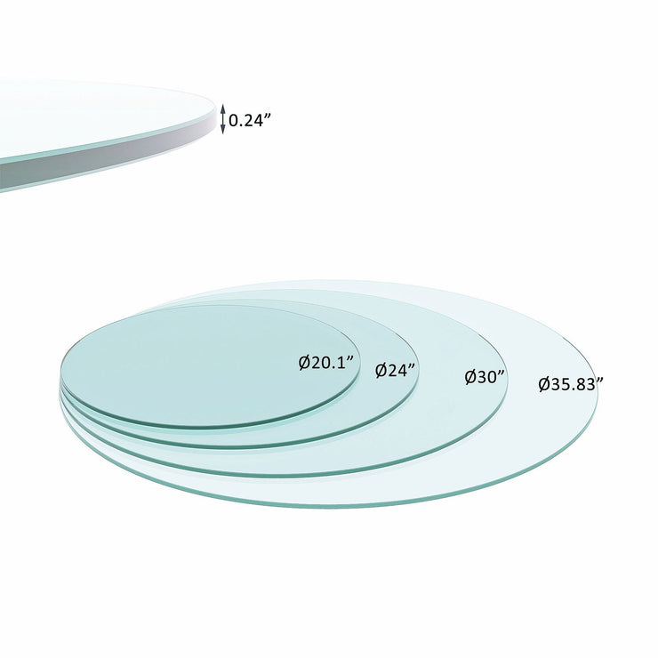 36" Inch Round Tempered Glass Table Top Clear Glass 1/4" Inch Thick Flat Polished Edge - Follow yourDream