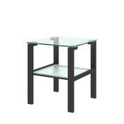 Glass two layer tea table, small round table, bedroom corner table, living room black side table