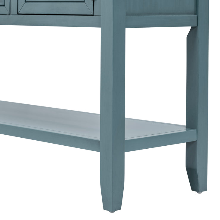 REXM Cambridge Series Spacious Storage Retro Console Desk with Four Small Drawers and Bottom Shelf