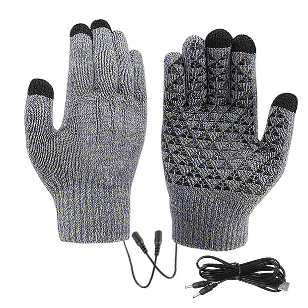 Thick heating electric gloves USB heating electric knitted warm gloves