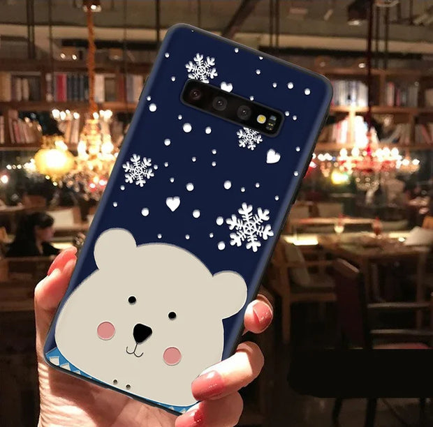 3D Relief Christmas Cover For Samsung Galaxy S8 S9 S10 J4 J6 Plus S7 Edge A30 A50 A40 A70 A7 A8 A9 2018 M10 M20 Note 8 9 Case