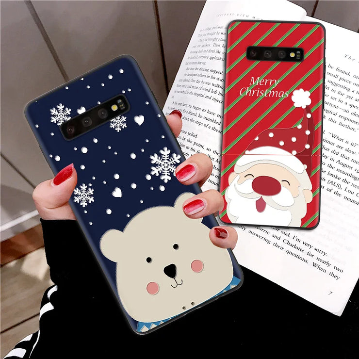 3D Relief Christmas Cover For Samsung Galaxy S8 S9 S10 J4 J6 Plus S7 Edge A30 A50 A40 A70 A7 A8 A9 2018 M10 M20 Note 8 9 Case