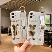 Cartoon Gilded Back Mickey Is Suitable For iPhone11 / 12pro Mobile Phone Case 13 Wristband Support 13promax