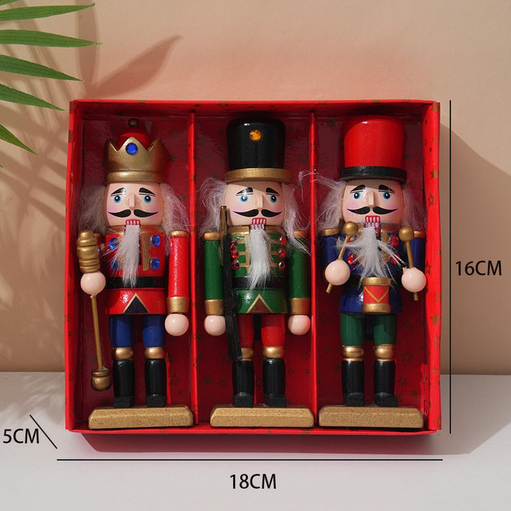 3-piece set of 15cm Christmas Nutcracker ornament desktop ornament