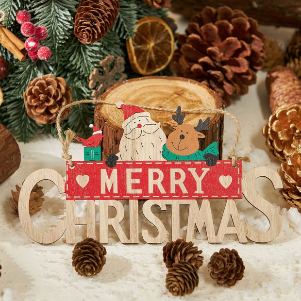 Merry Christmas Wooden Plaques Christmas DIY Accessories Christmas Tree Decoration Window Hanging Door Hanging