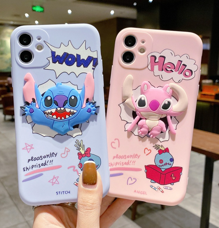 Suitable for iphone13 painted cartoon mobile phone case Apple 14promax Stitch is cute