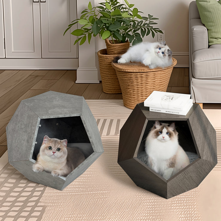 25.98"Modern Pet Furniture Cat Litter Side Table, Sofa Side Table, Planter MDF Multifunctional Furniture, Cement Gray