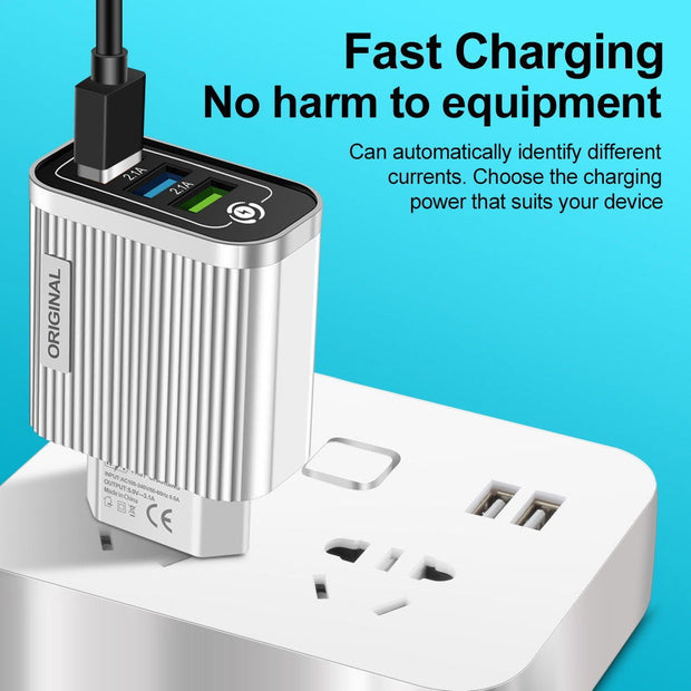 3USB-2.1A Multi Port Mobile Phone Charger Smart Travel Charging Head - Follow yourDream