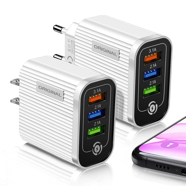3USB-2.1A Multi Port Mobile Phone Charger Smart Travel Charging Head - Follow yourDream