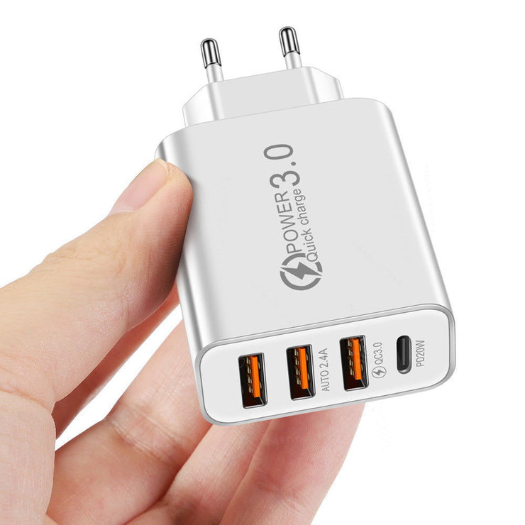 3USB+PD Type-C mobile phone charger with multiple USB ports, travel charging head - Follow yourDream