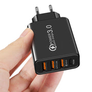 3USB+PD Type-C mobile phone charger with multiple USB ports, travel charging head - Follow yourDream