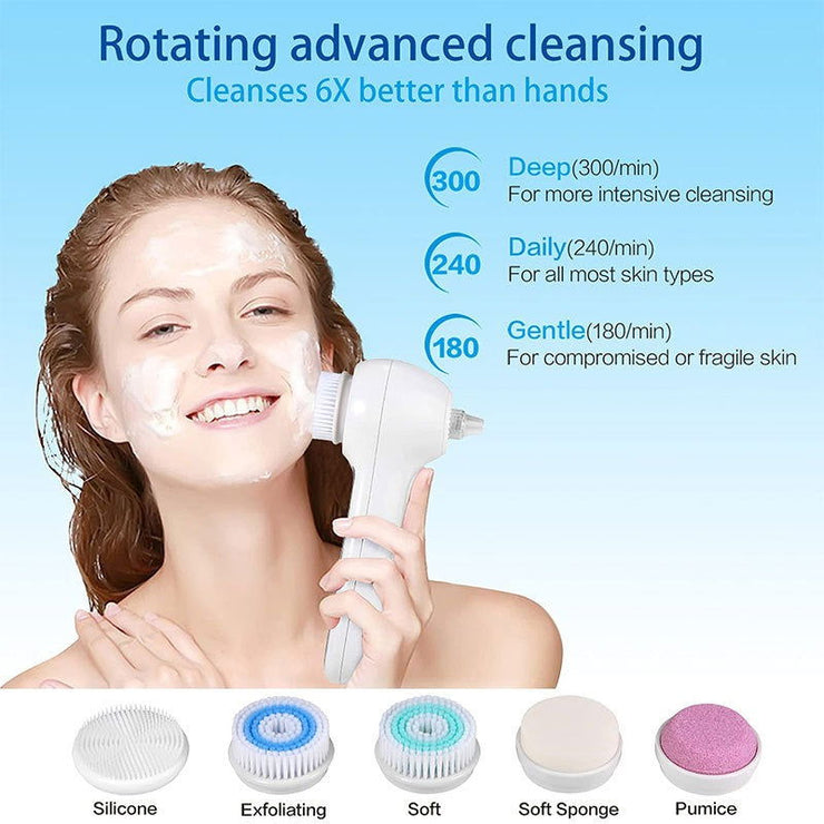 3 In 1 Electric Facial Cleaner Sonic Vibration Facial Brush Machine Waterproof Facial Cleansing Brush - Follow yourDream