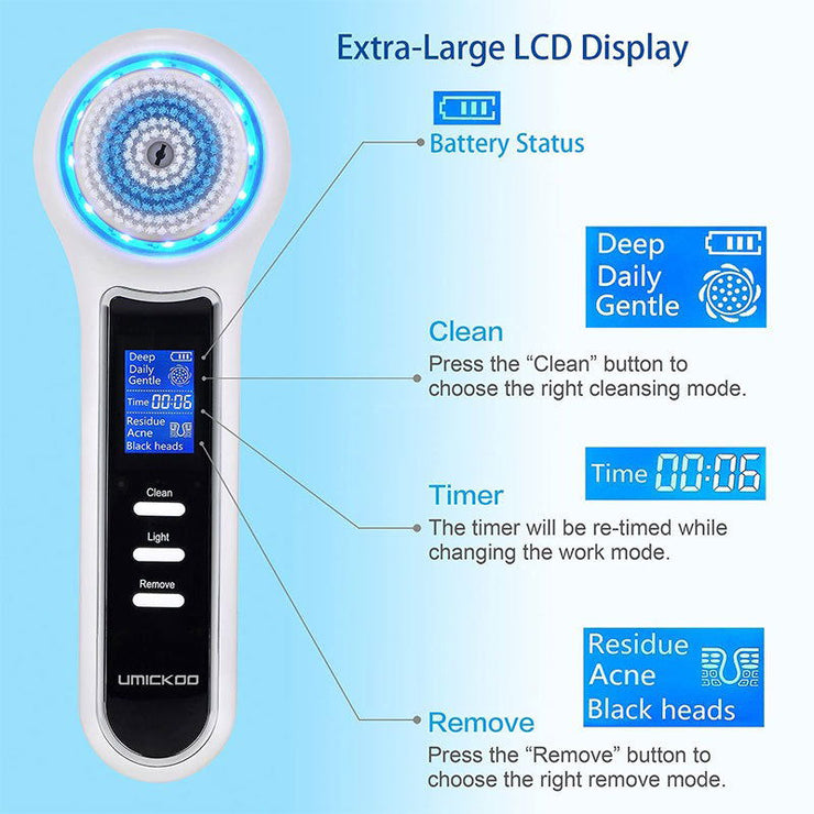 3 In 1 Electric Facial Cleaner Sonic Vibration Facial Brush Machine Waterproof Facial Cleansing Brush - Follow yourDream