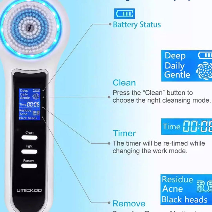 3 In 1 Electric Facial Cleaner Sonic Vibration Facial Brush Machine Waterproof Facial Cleansing Brush - Follow yourDream
